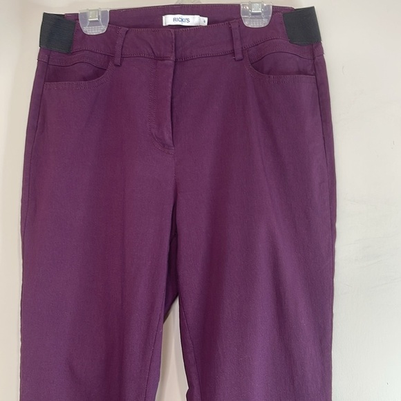 Ricki's Stretch Retro Skinny Pants Plum Purple Elastic Waistband Size 6 - Picture 3 of 10